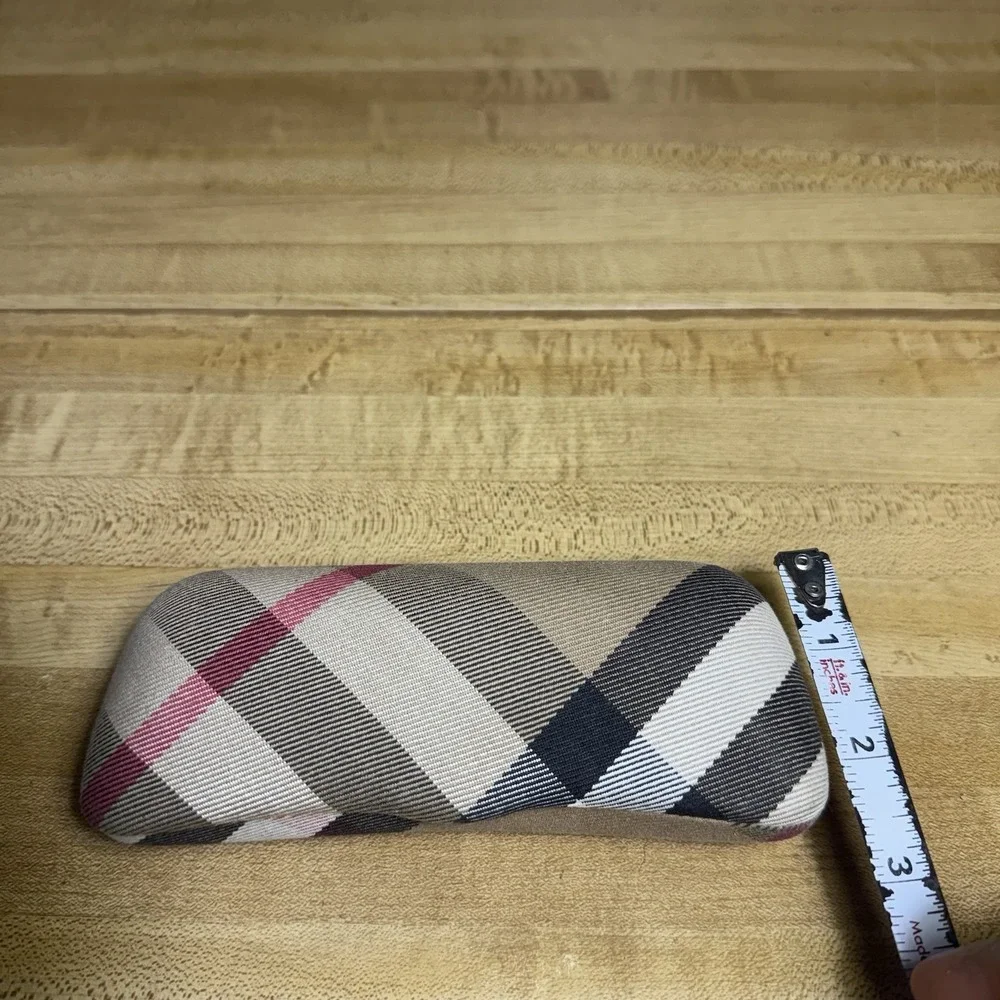 Burberry Hard Eye Glasses Case Classic Plaid Made in Italy Clamshell